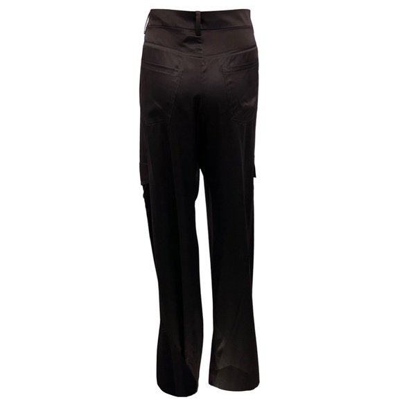 SABLYN DARK BROWN SILK CARGO PANTS - Picture 3 of 5
